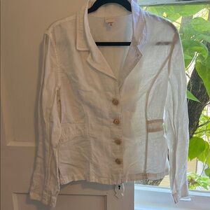 Merona White Linen Blazer with Button Detail